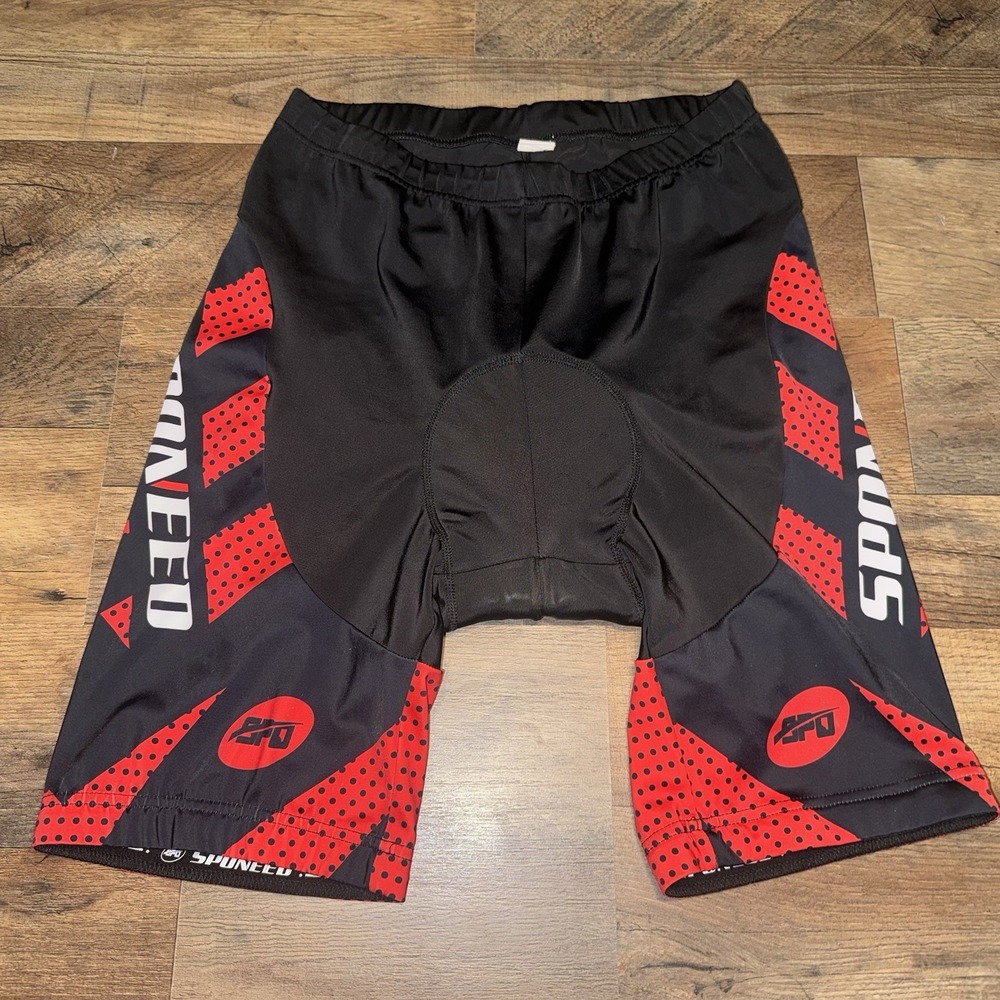 SPONEED 9" Padded Spandex Cycling Bike Shorts Black Red White Size XL